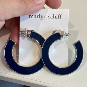 Marlyn Schiff Deep Blue Hoop Earrings